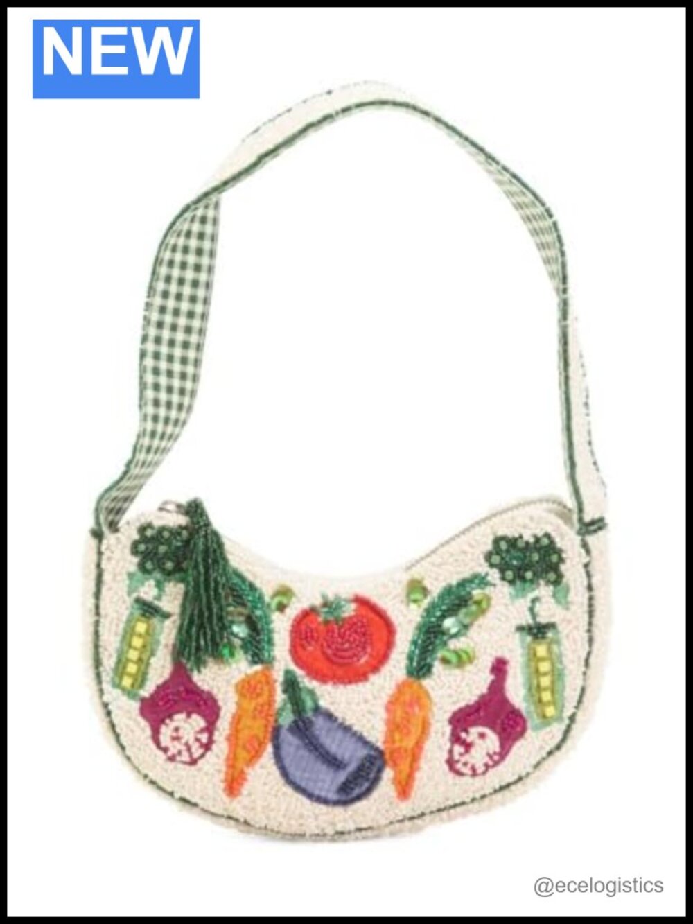 Handcrafted Beaded Shoulder Bag Flap Hobo Purse
